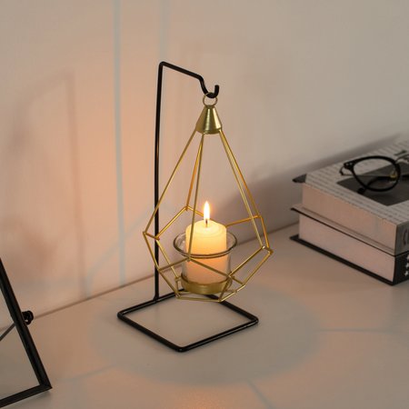 Fabulaxe Geometric Free Swinging Votive Candle Holder Decorative Modern Hanging Lantern Tabletop Centerpiece QI004338